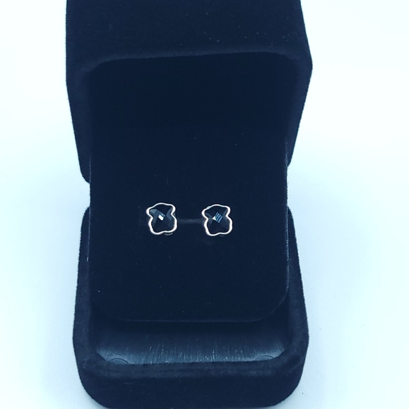 New!! TOUS Black Bear Sterling Silver 925 Stud Earrings - Picture 4 of 4